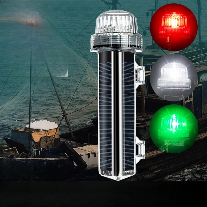 Fishing Boat Navigation Light - ใหม่พลังงานแสงอาทิตย์ Ocean ไฟสัญญาณนําทางไฟสัญญาณกันน้ําแฟลช LED Night ไฟเตือนเรือยอชท์และเรือตกปลาอุปกรณ์เสริม
