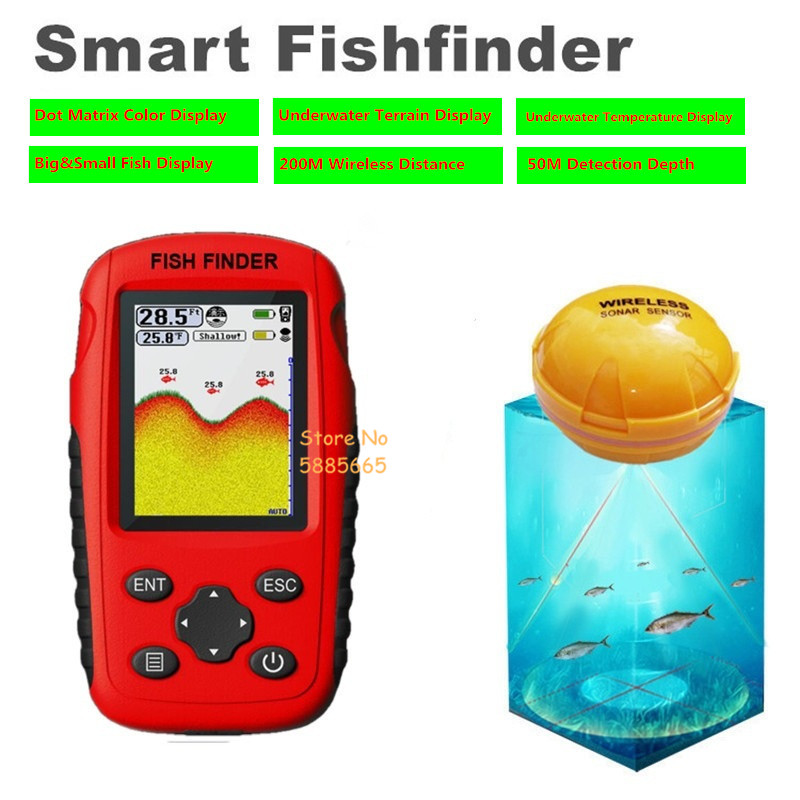 เครื่องหาปลาโซนาร์แบบพกพาอัจฉร - Fishing Boat Depth Finder บทวิจารณ์และราคา
